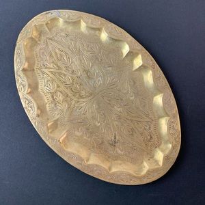 Vintage Brass Small Tray Boho Decor India 8x12”